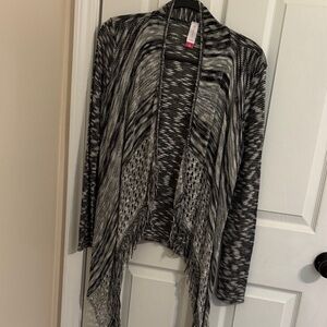 No Boundaries Black and Gray Draped Cardigan
